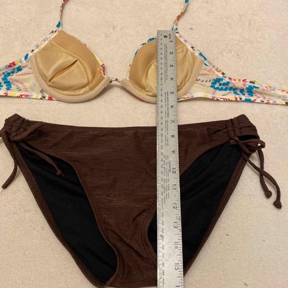 Multicolor Pattern Bikini with Brown Bottom - Picture 16 of 16